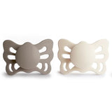 Frigg Butterfly Anatomical Silicone Baby Pacifier 0M-6M ,Pack of 2 , Portobello / Cream - Size 1