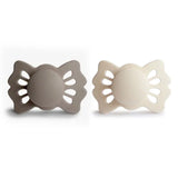 Frigg Lucky Symmetrical Silicone Baby Pacifier 6M-18M ,Pack of 2 , Portobello / Cream - Size 2