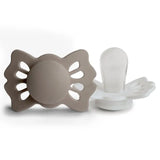 Frigg Lucky Symmetrical Silicone Baby Pacifier 0M-6M ,Pack of 2 , Portobello / Cream - Size 1