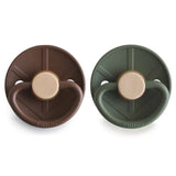 Frigg Little Viking Latex Baby Pacifier 6M-18M ,Pack of 2 , Cocoa / Olive - Size 2