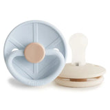Frigg Little Viking Silicone Baby Pacifier 0M-6M ,Pack of 2 , Powder Blue / Cream - Size 1