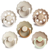 Frigg Round Latex Baby Pacifier 0M-6M Pack of 6 Cinnamon Charm - Size 1