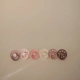 Frigg Round Silicone Baby Pacifier 0M-6M Pack of 6 Blooming Love - Size 1