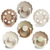 Frigg Round Silicone Baby Pacifier 0M-6M Pack of 6 Cinnamon Charm - Size 1