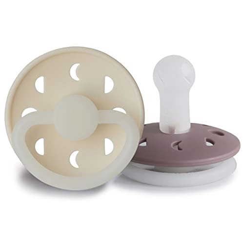 Frigg Moon Phase Silicone Baby Pacifier 0-6M, 2Pack, Cream Night/Twilight Mauve Night - Size 1 - Laadlee