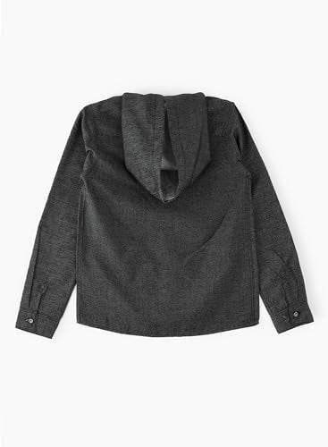 Jam Woven Denim Shirt With Hoodie - Charcoal Grey - Laadlee