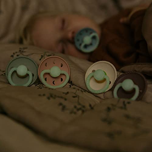 Frigg Moon Phase Silicone Baby Pacifier 6M-18M, 2Pack, Cream Night/Twilight Mauve Night - Size 2 - Laadlee