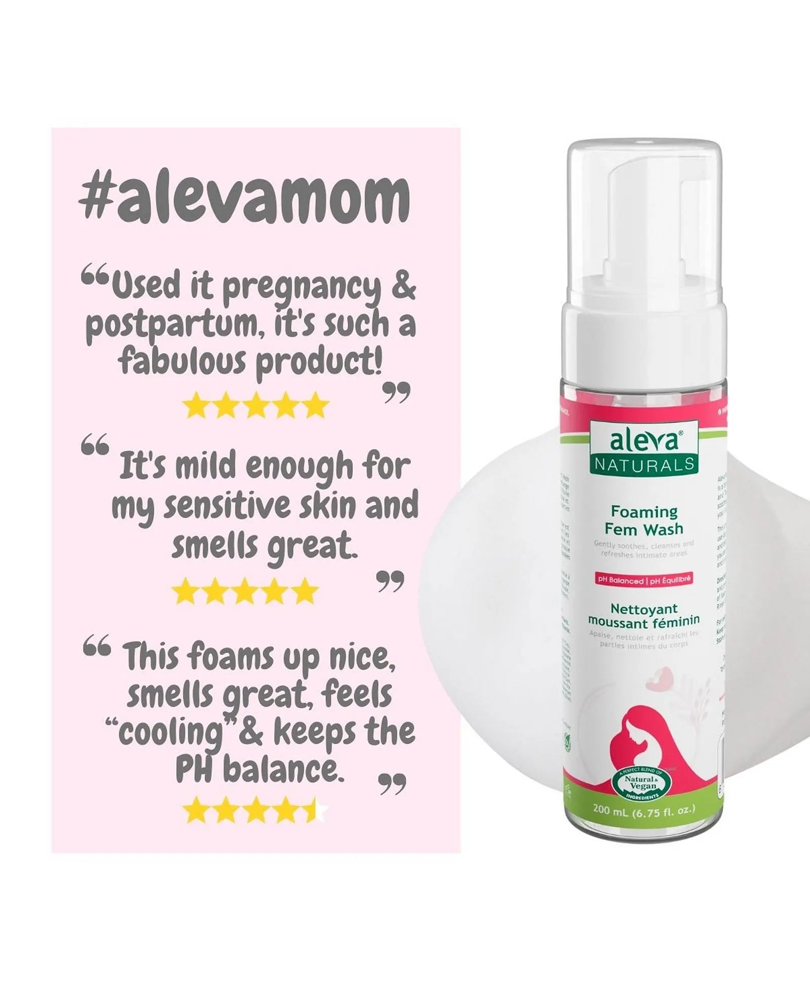 Aleva Naturals Maternal Care Foaming Fem Wash - 200ml - Laadlee