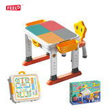 Feelo 3-In-1 Multifunctional Building Block Table & Chair Set - 55pcs