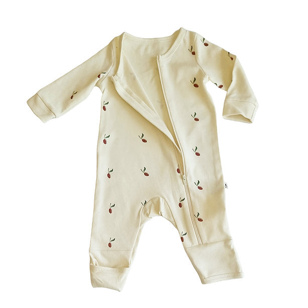 Tickle Tickle Red Olea Organic Zipup Sleepsuit - Laadlee