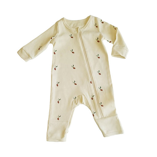 Tickle Tickle Red Olea Organic Zipup Sleepsuit - Laadlee