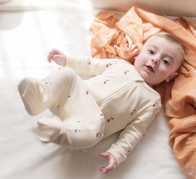 Tickle Tickle Red Olea Organic Zipup Sleepsuit - Laadlee