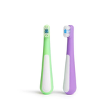 Ubbi Training Set for Babies and Toddlers, 2-Stage Toothbrush Set WIth Silicone and Soft Bristle - Purple + Zest