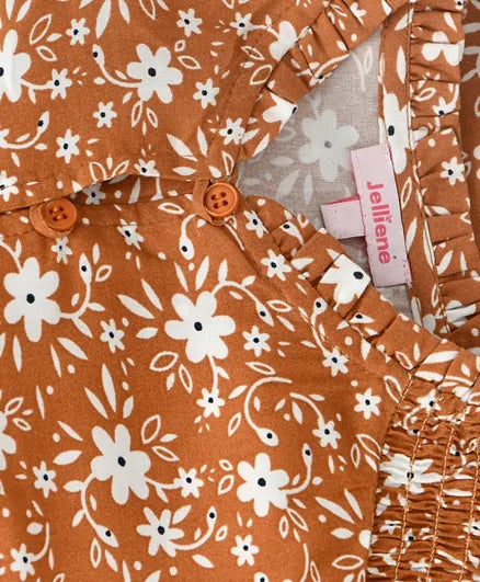 Jelliene All Over Printed Dress - Brown - Laadlee