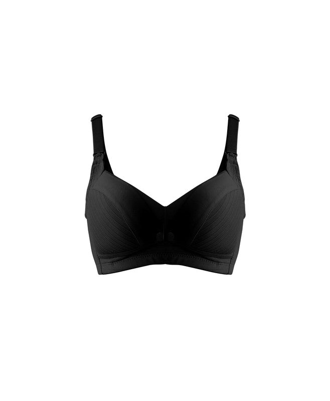 Okus Comfy Cotton Maternity & Nursing Bra - Black - Laadlee