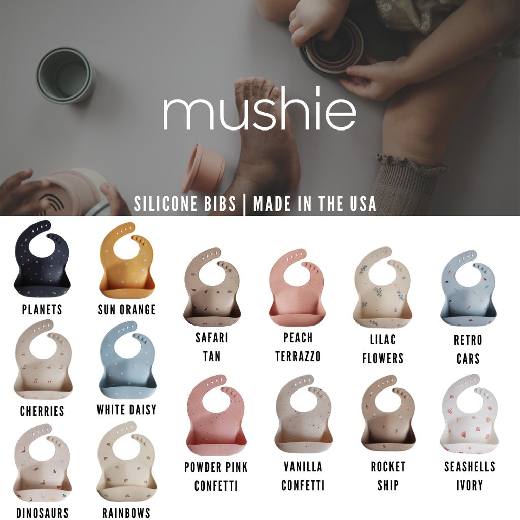 Mushie Silicone Bib Peach Terrazzo - Laadlee