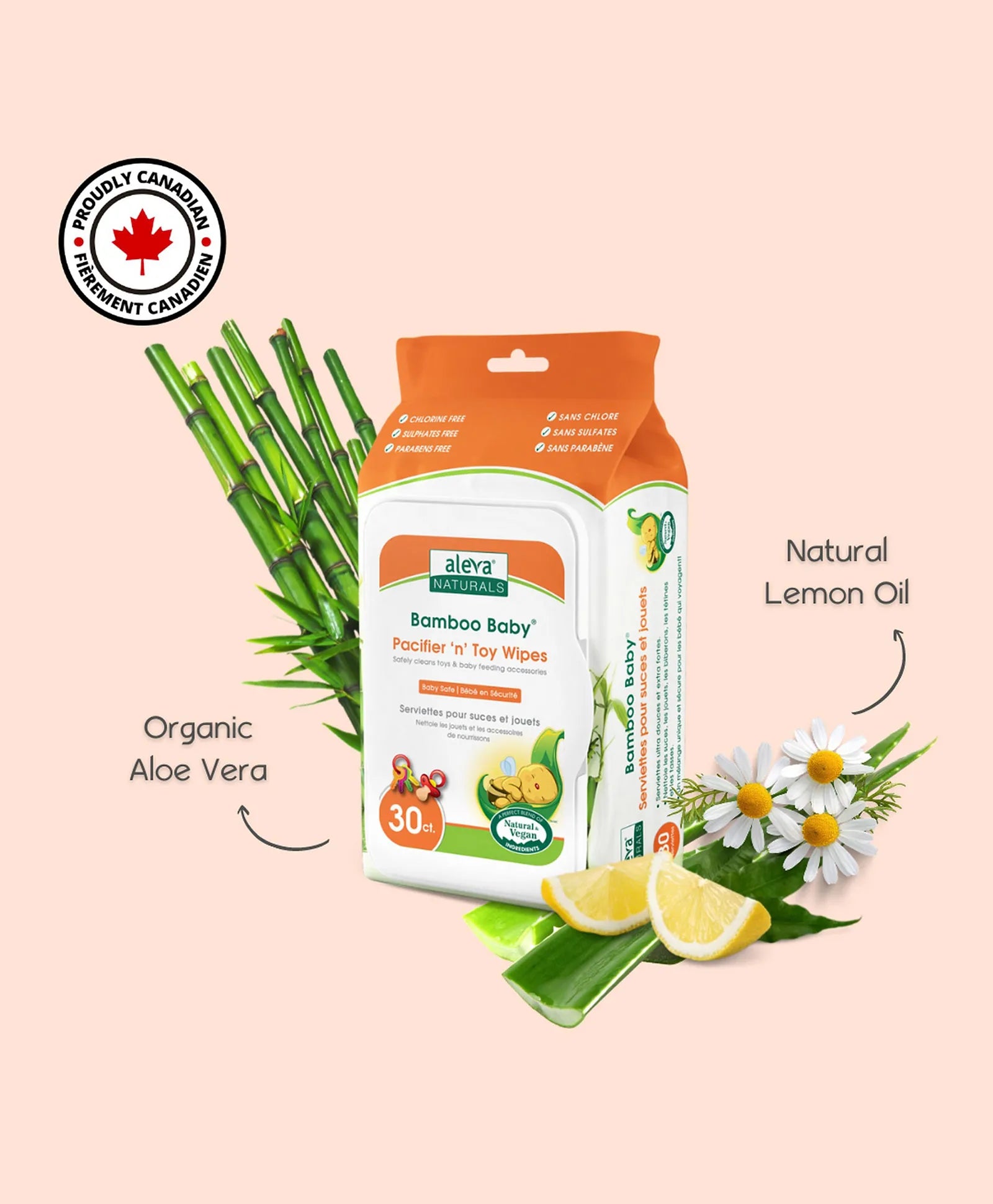 Aleva Naturals Bamboo Baby Specialty Pacifier 'N' Toy Wipes - 30ct - Laadlee