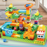 Feelo 2-In-1 Safari Theme Building Bricks, Slide Block Wall Set - 212pcs