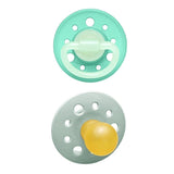 Nip Cherry Night Orthodontic Latex 0M-6M Baby Pacifier - Grey & Turquoise (Pack of 2)