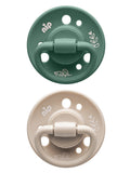 Nip Organic Eco friendly Cherry 0M-6M Latex Baby Pacifier - Beige & Dark Green (Pack of 2)