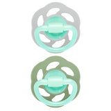 Nip Cherry Air Night Orthodontic Latex 0M-6M Baby Pacifier - Grey & Green (Pack of 2)