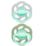 Nip Cherry Air Night Orthodontic Latex 6M+ Baby Pacifier - Grey & Green (Pack of 2)