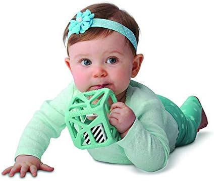 Malarkey Kids Chew Cube Easy Grip Teether Rattle - Mint - Laadlee
