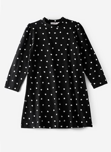 Jelliene All Over Print Knit Dress - Black Hearts - Laadlee