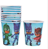 Brain Giggles PJ Mask Theme Party Supplies Set for 10 Kids – 136 Pcs