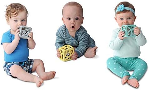 Malarkey Kids Chew Cube Easy Grip Teether Rattle - Peachy Pink - Laadlee