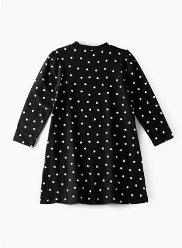 Jelliene All Over Print Knit Dress - Black Hearts - Laadlee