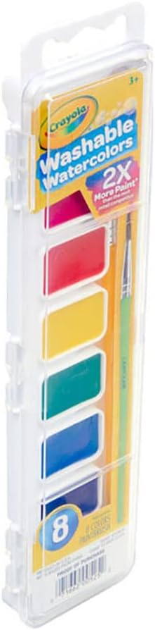 Crayola Washable Watercolor Pans with Plastic Handled Brush - Pack of 8 - Laadlee
