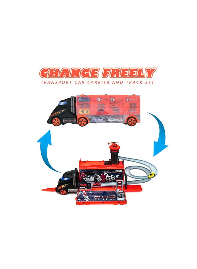D-Power Super 2-in-1 Fire Control Truck With Transporter & Track Set - Orange - Laadlee