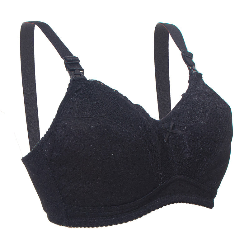 Okus Basic Cotton Maternity & Nursing Bra - Black - Laadlee