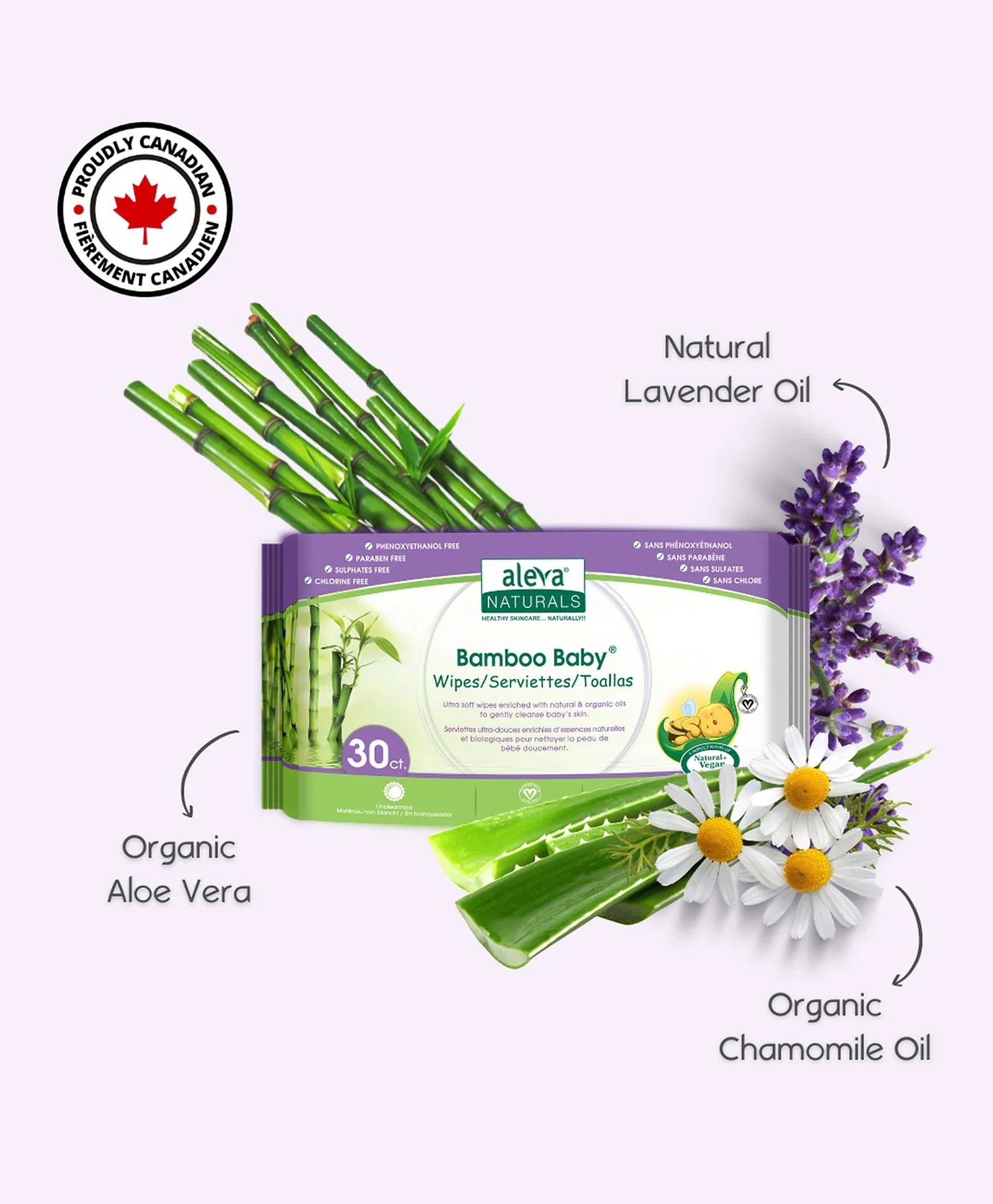 Aleva Naturals Bamboo Baby Wipes - Travel Size - 30ct - Laadlee