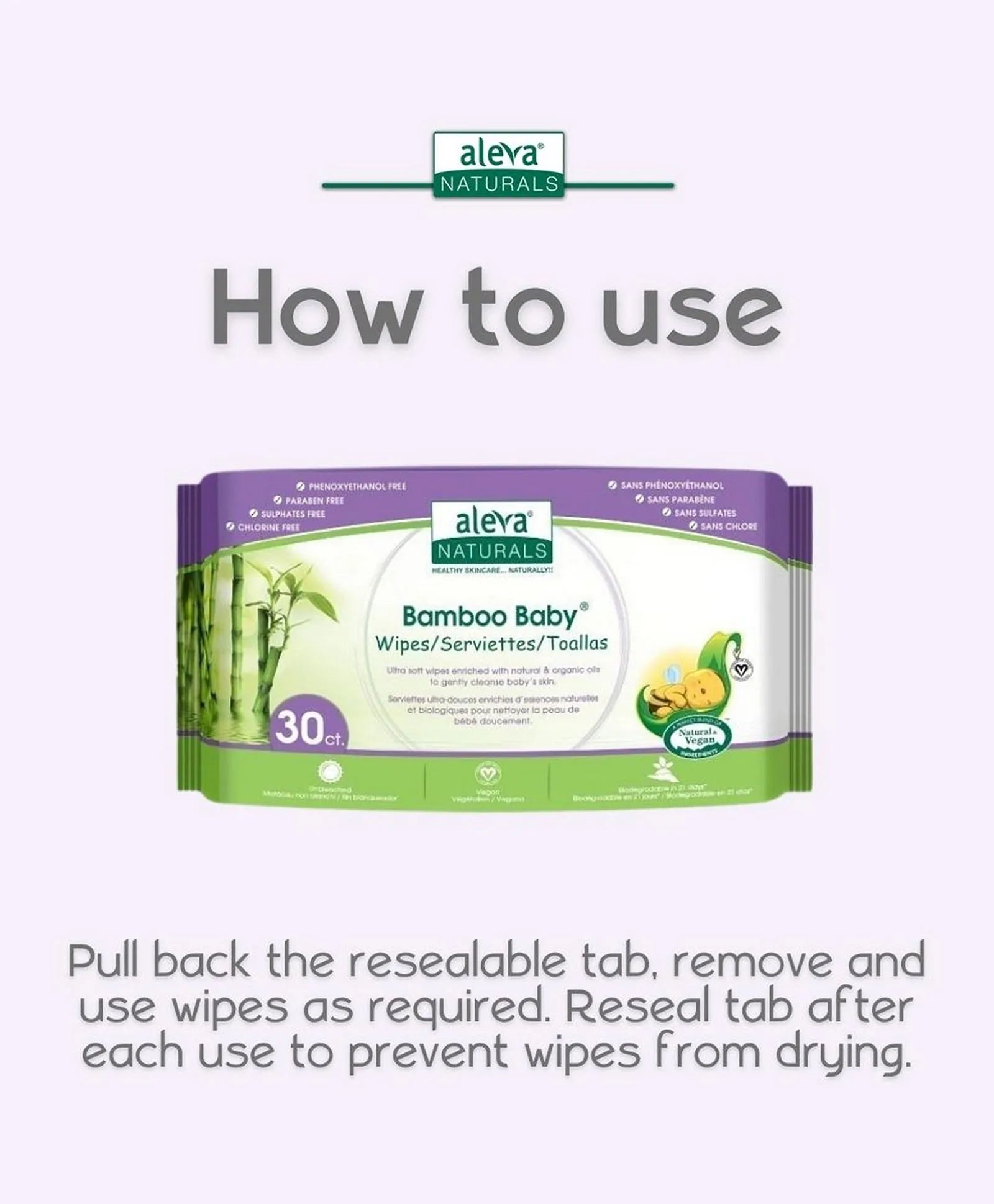 Aleva Naturals Bamboo Baby Wipes - Travel Size - 30ct - Laadlee
