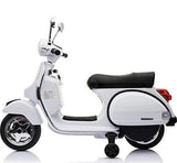 Vespa Kids Power Riding Motorbike with Side Support Wheels 12V - White