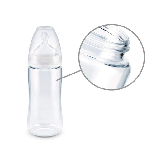 Nuk New Classic Glass Baby Bottle With Teat - 240ml