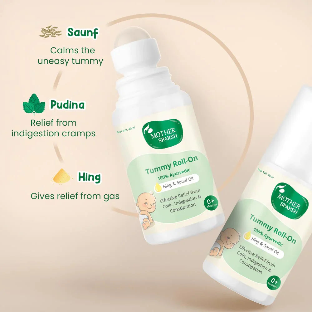 Mother Sparsh Tummy Roll-On - Colic Relief - 40ml (Pack of 2) - Laadlee