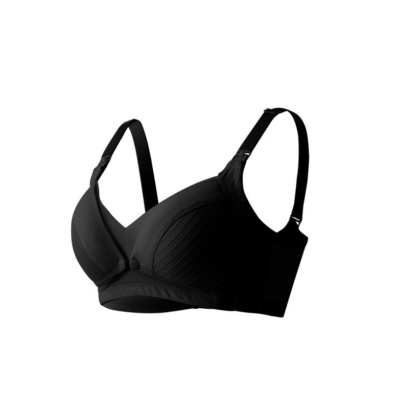 Okus Comfy Cotton Maternity & Nursing Bra - Black - Laadlee