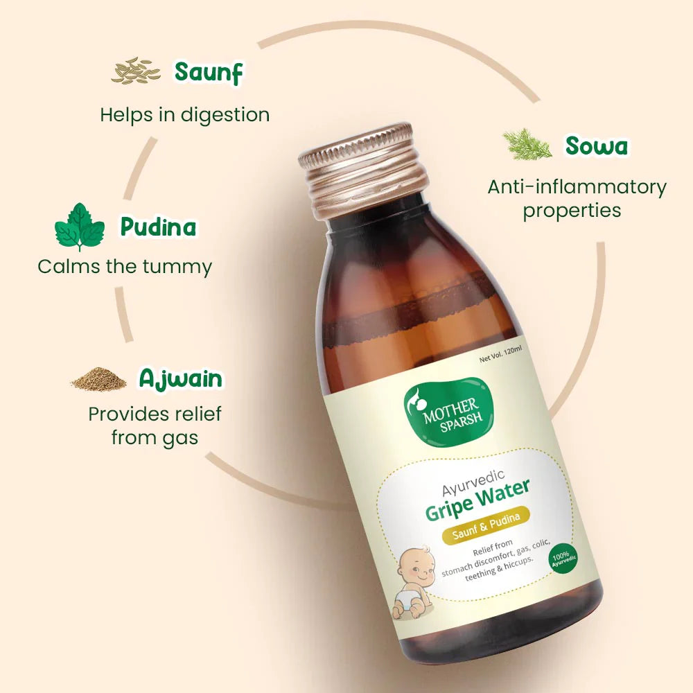 Mother Sparsh Ayurvedic Gripe Water - 120ml (Pack of 2) - Laadlee