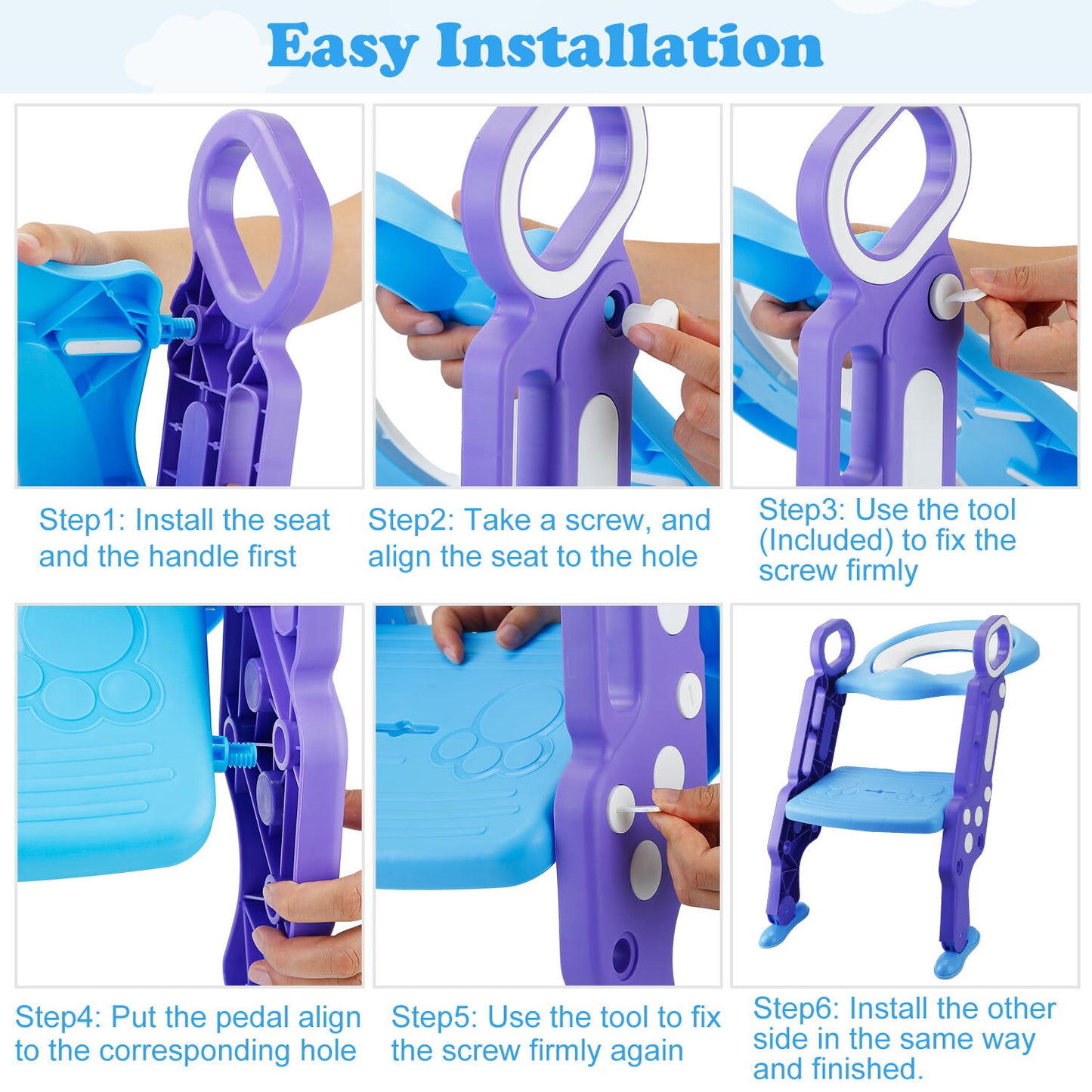 Pikkaboo EasyGo+ Potty Training Seat with Step Ladder - Blue & Purple