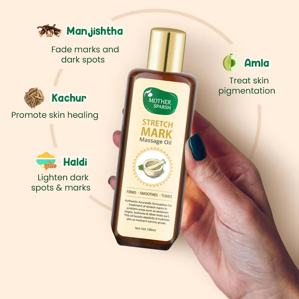 Mother Sparsh Stretch Mark Massage Oil - 100ml - Laadlee