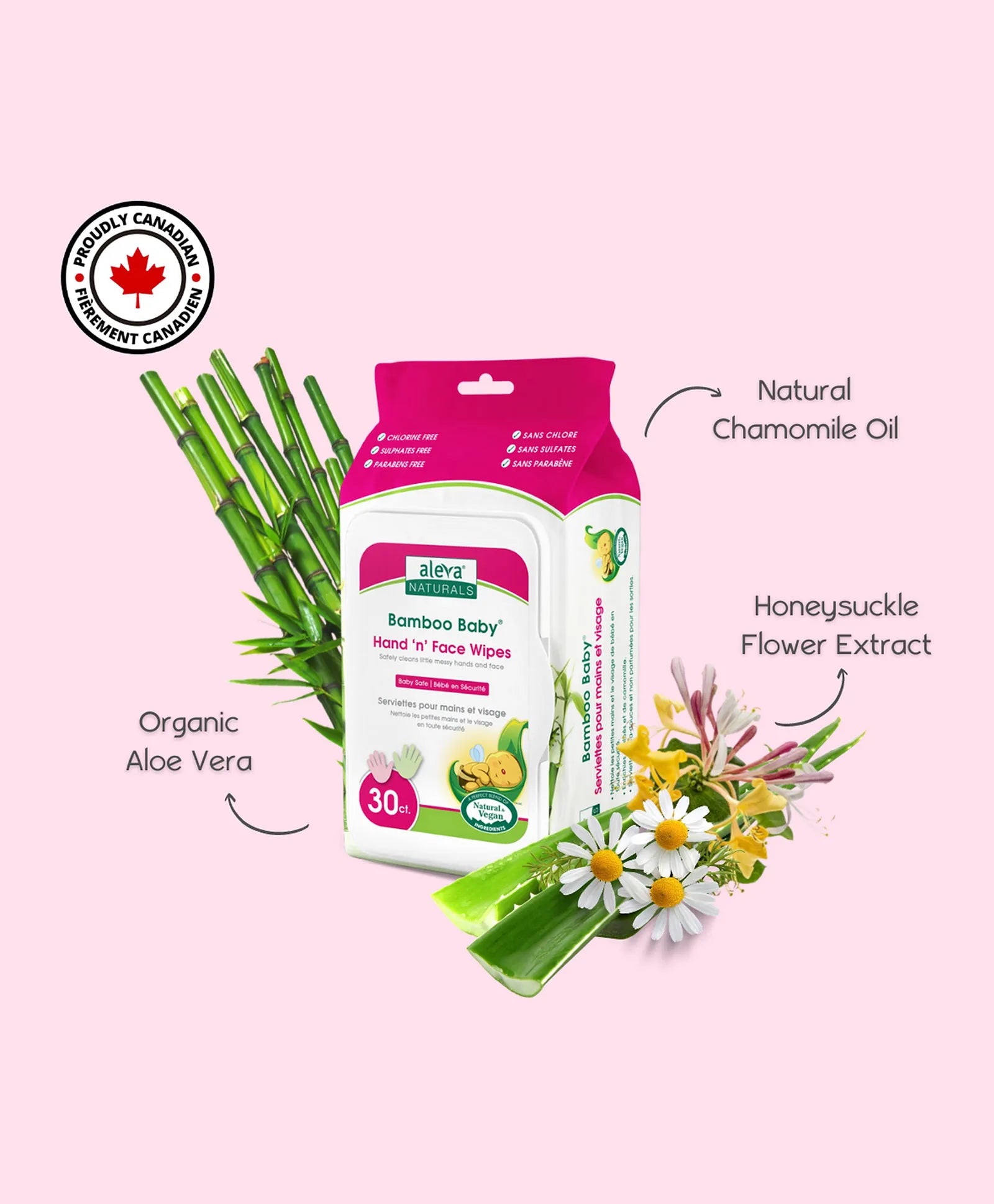 Aleva Naturals Bamboo Baby Specialty Hand 'N' Face Wipes - 30ct - Laadlee