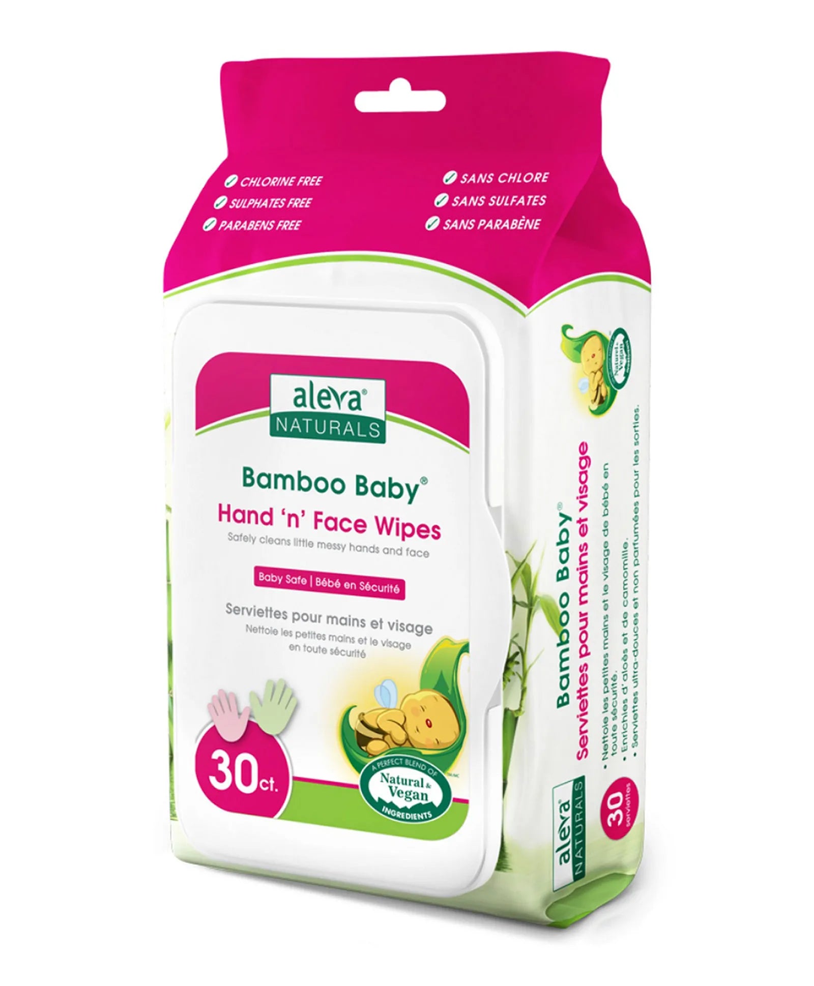 Aleva Naturals Bamboo Baby Specialty Hand 'N' Face Wipes - 30ct - Laadlee