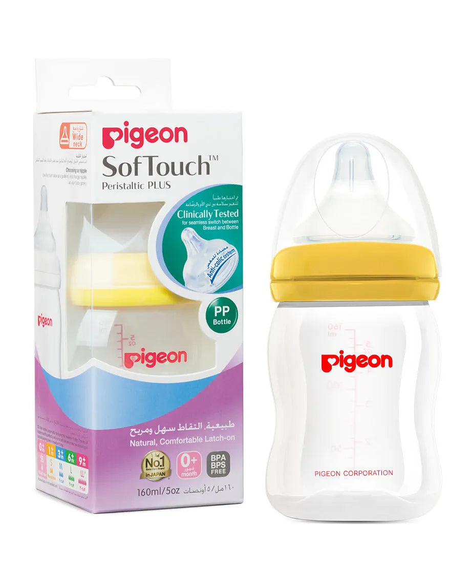 Pigeon Plastic Wide Neck Feeding Bottle 160ml  - Assorted