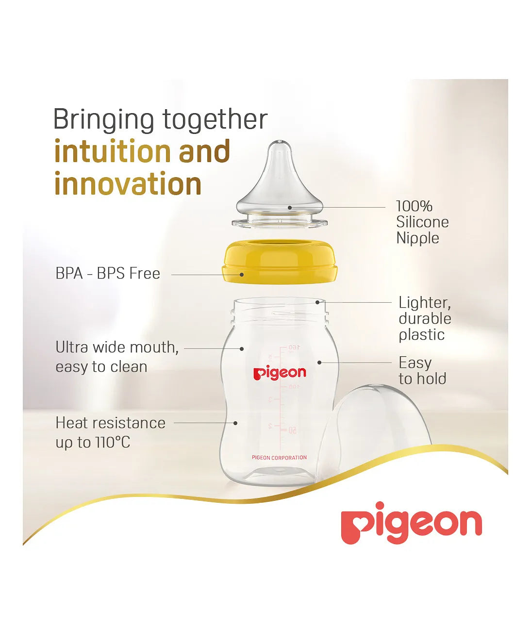 Pigeon Plastic Wide Neck Feeding Bottle 160ml  - Assorted