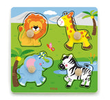 Viga Flat Puzzle With Big Wooden Knob - Wild Animals