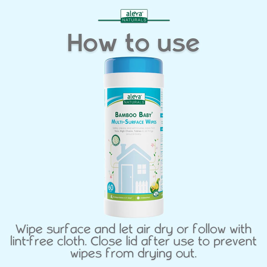 Aleva Naturals Bamboo Baby Multi-Surface Wipes - 60ct - Laadlee