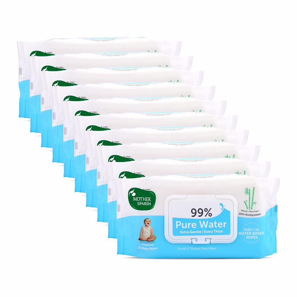 Mother Sparsh 99% Pure Water Baby Wipes - 72pcs (Pack of 10)